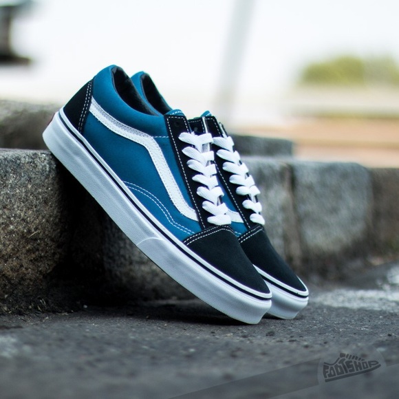 Black And Blue Old School Vans | Poshmark